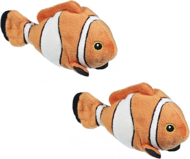 Set van 3x stuks knuffels clownvis oranje/wit 13 cm från Nature Planet i Flerfärgad – produktbild