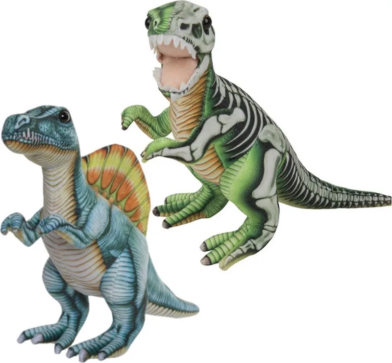 Speelgoed set van 2x pluche dino knuffels T-Rex en Stegosaurus van ongeveer 30 cm by Nature Planet in Multicolour – product photo