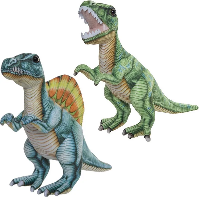 Speelgoed set van 2x pluche dino knuffels T-Rex en Stegosaurus van ongeveer 30 cm by Nature Planet in Multicolour – product photo