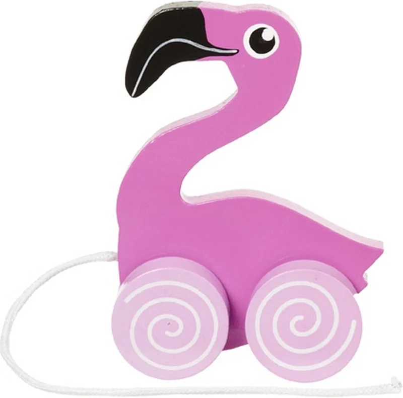 speelgoed trekdiertje flamingo - hout - 13 cm - roze by Nature Planet in Multicolour – product photo