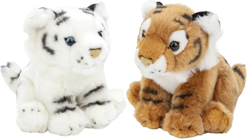 Tijger Knuffels - Pluche knuffels set 2x - bruine en witte Tijger - 18 cm by Nature Planet in Multicolour – product photo