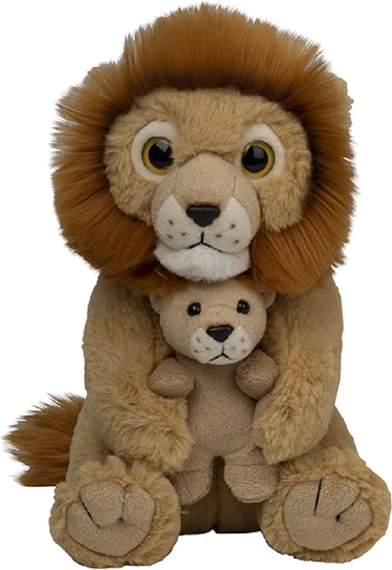 Wild Republic pluche knuffeldier Leeuw met jong - 22 cm - bruin - Family dieren van de savanne by Nature Planet in Multicolour – product photo