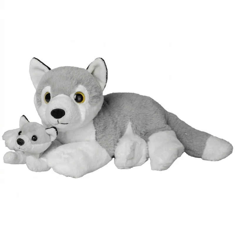 Wolven Knuffels - pluche - wolvenfamilie - jong en moeder - 22 cm van Nature Planet in Meerkleurig – productfoto