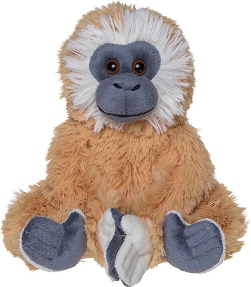 zachte knuffel Clinger Gibbon (100% Oeko-tex gecertificeerd) by Nature Planet in Roodbruin, Wit met grijs – product photo