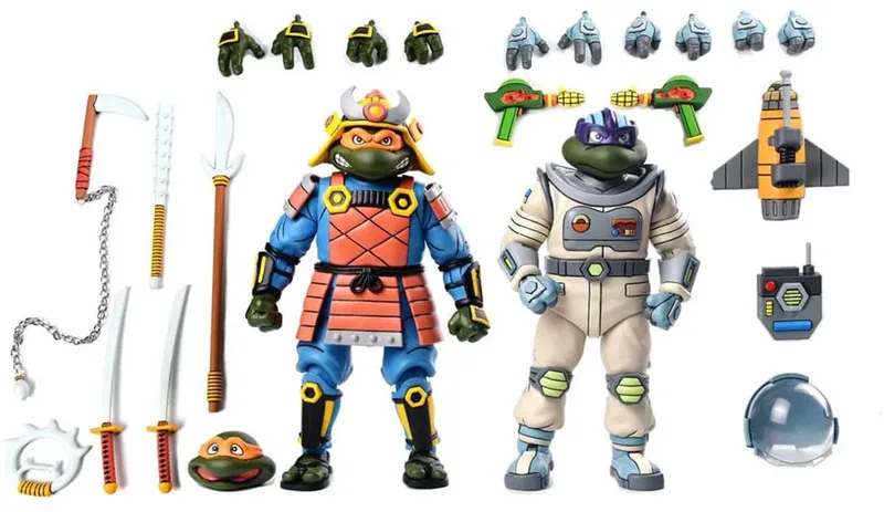 Teenage Mutant Ninja Turtles (Cartoon) Action Figure 2 Pack Space Adventure & Samurai Turtles 18 cm Action Figuur by NECA in Multicolour – product photo