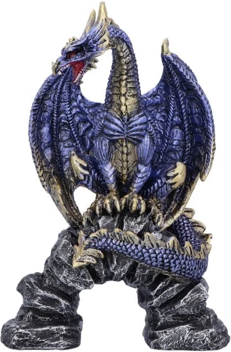 Beeld/figuur Acko Blauwe Metallic Draak Beeldje 15.5cm - geweldig als cadeau! van Nemesis Now in Blauw – productfoto