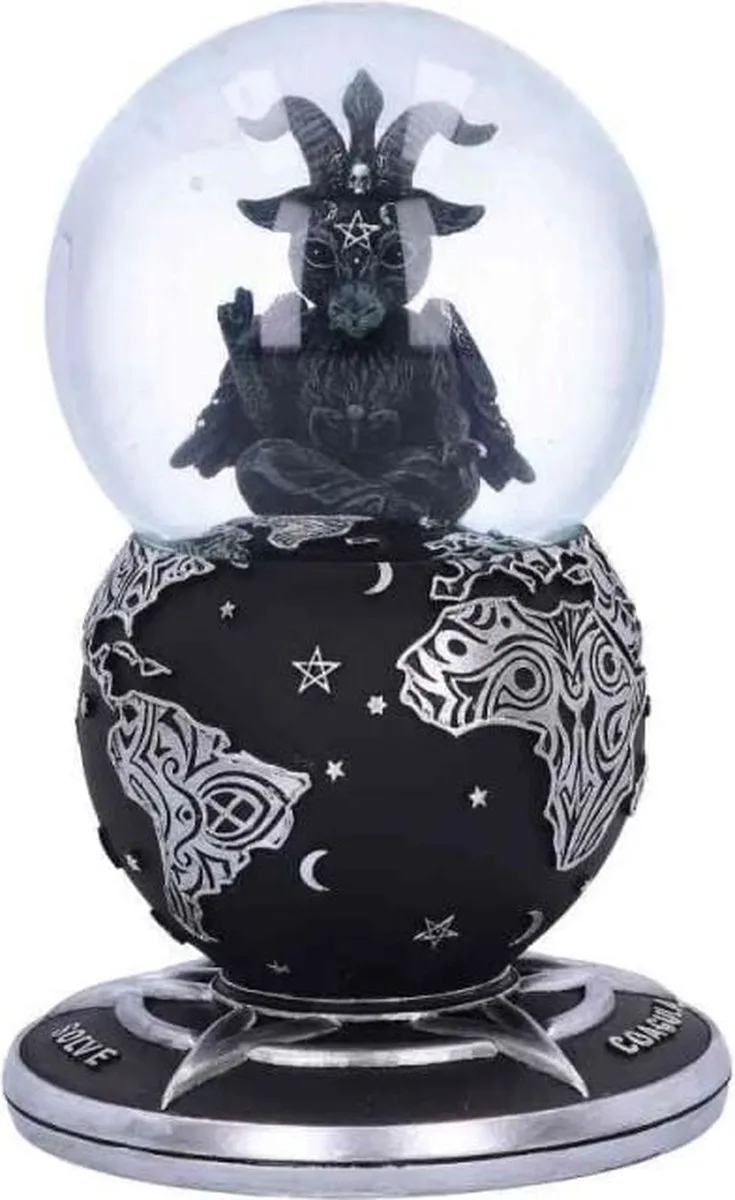 Beeld/figuur Baphoboo Snow Globe 18.5cm - Baby Baphomet Sneeuwbol Zwart/Zilverkleurig van Nemesis Now in Zwart-zilver – productfoto