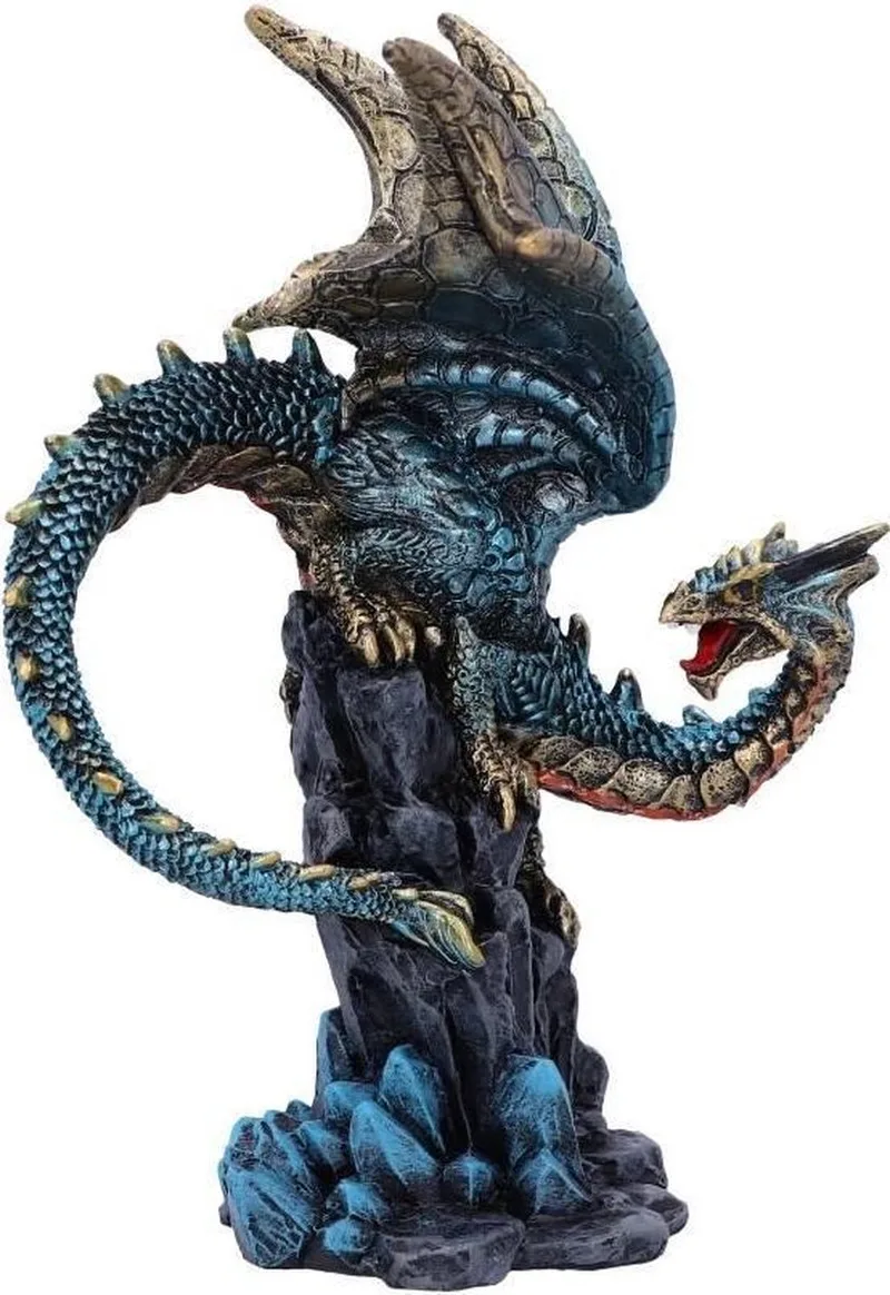 Beeld/figuur Hear Me Roar - Roepende Draak op Rots - Beeldje - 13,5cm van Nemesis Now in Blauw – productfoto
