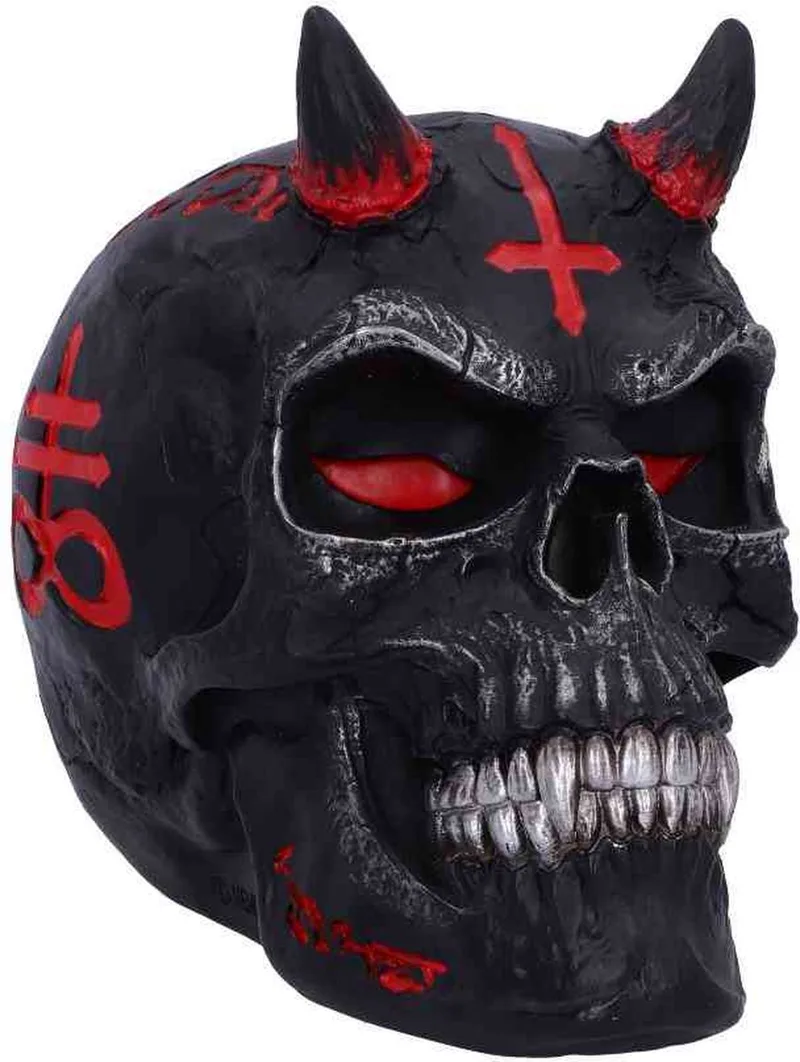 Beeld/figuur Infernal Skull (JR) - hxbxd - 20cm x 14cm x 18cm - Zwart/Rood - Gothic en Fantasy artist James Ryman van Nemesis Now in Zwart-rood – productfoto