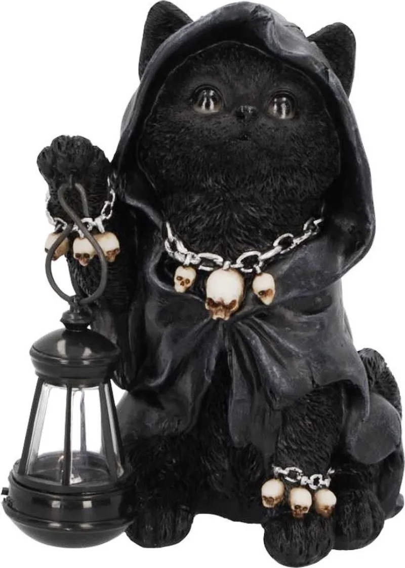 Beeld/figuur - Kattenbeeldje - Reapers Feline Lantaarn 18,5cm x 13,5cm x 13cm by Nemesis Now in Zwart-multicolor – product photo