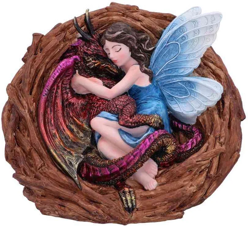 Beeld/figuur - Love Nest - Fee met Draak Beeldje - 15,5cm x 14,5cm x 12cm by Nemesis Now in Multicolour – product photo