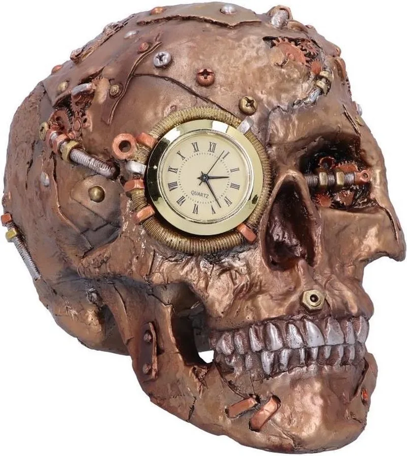 Beeld/figuur Scrapped Schedel Bronskleurig van Nemesis Now in Brons – productfoto
