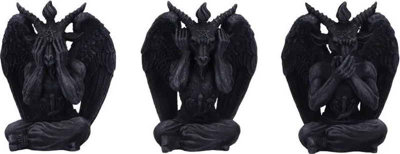 Beeld/figuur Three Wise Baphomet van Nemesis Now in Zwart – productfoto