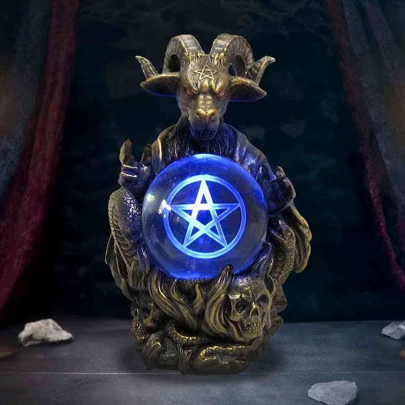 Orbuculum of the Baphomet - met LED licht - 16cm Beeld/figuur - Bronskleurig van Nemesis Now in Brons – productfoto