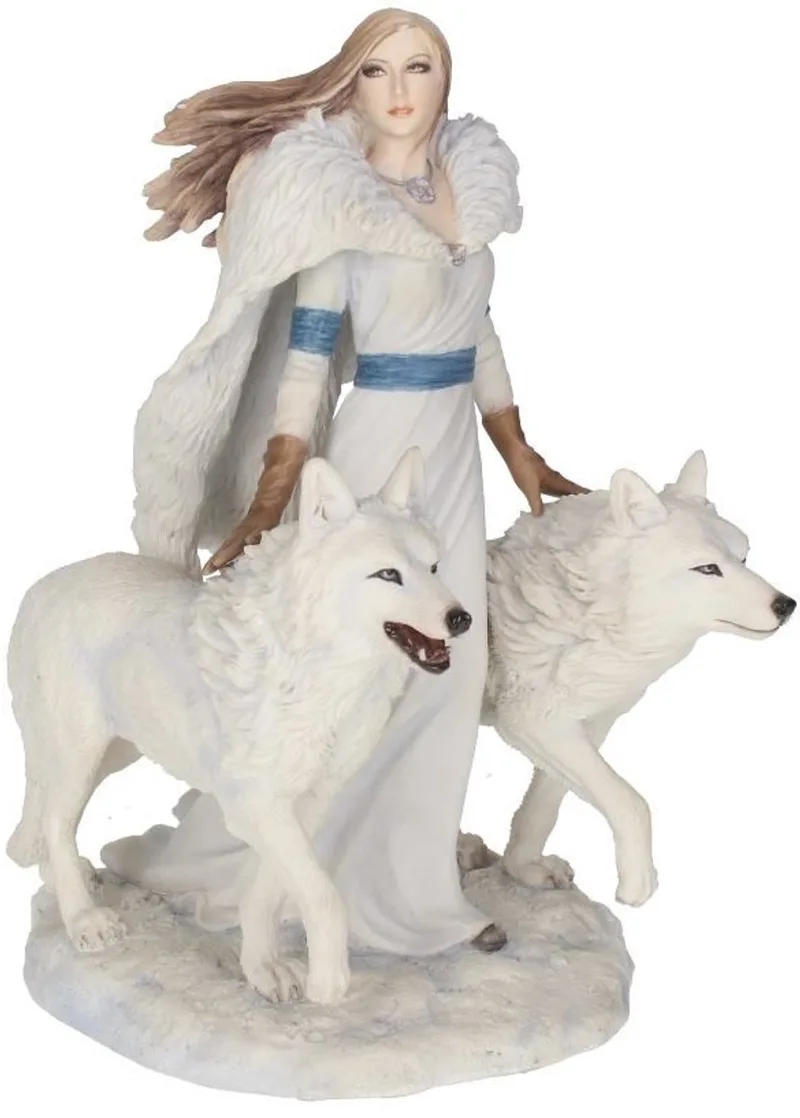 Winter Guardians 23cm Beeld/figuur - Wolven van Nemesis Now in Wit – productfoto