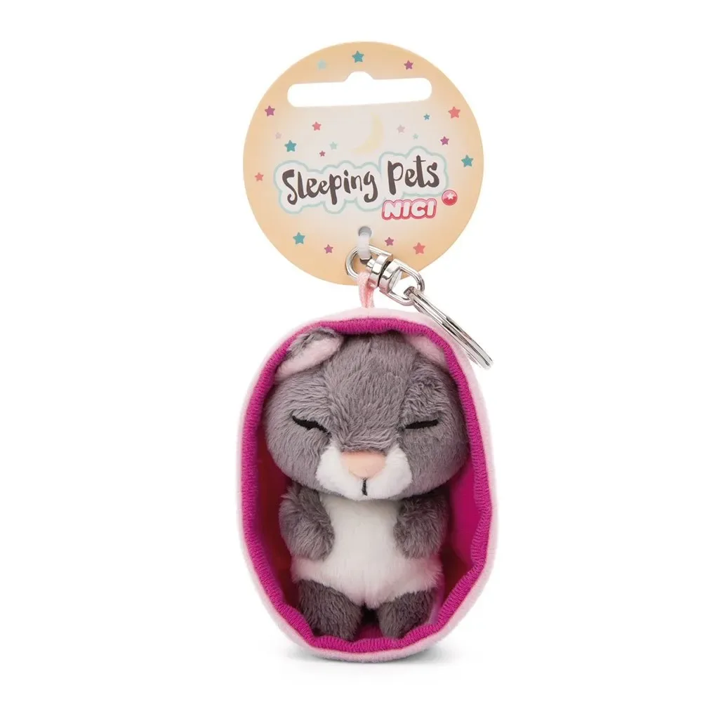 Sleeping Pets Cat Grey Basket 8 Cm Sleutelhanger van NICI – productfoto