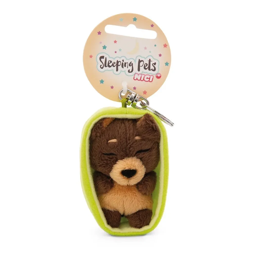 Sleeping Pets Dog Dark Brown Basket 8 Cm Sleutelhanger by NICI – product photo