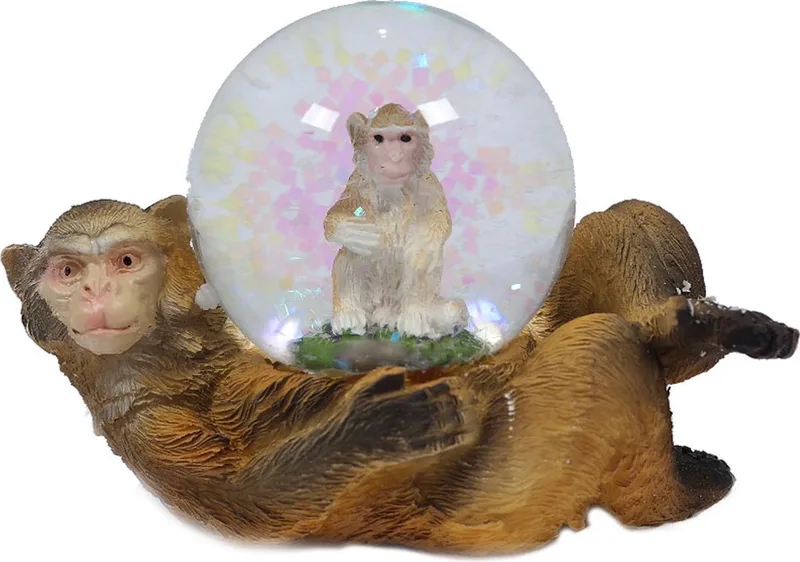 Berberaap liggend waterbal - 45 mm - Snowglobe by Pia Soft Toys in Brown – product photo