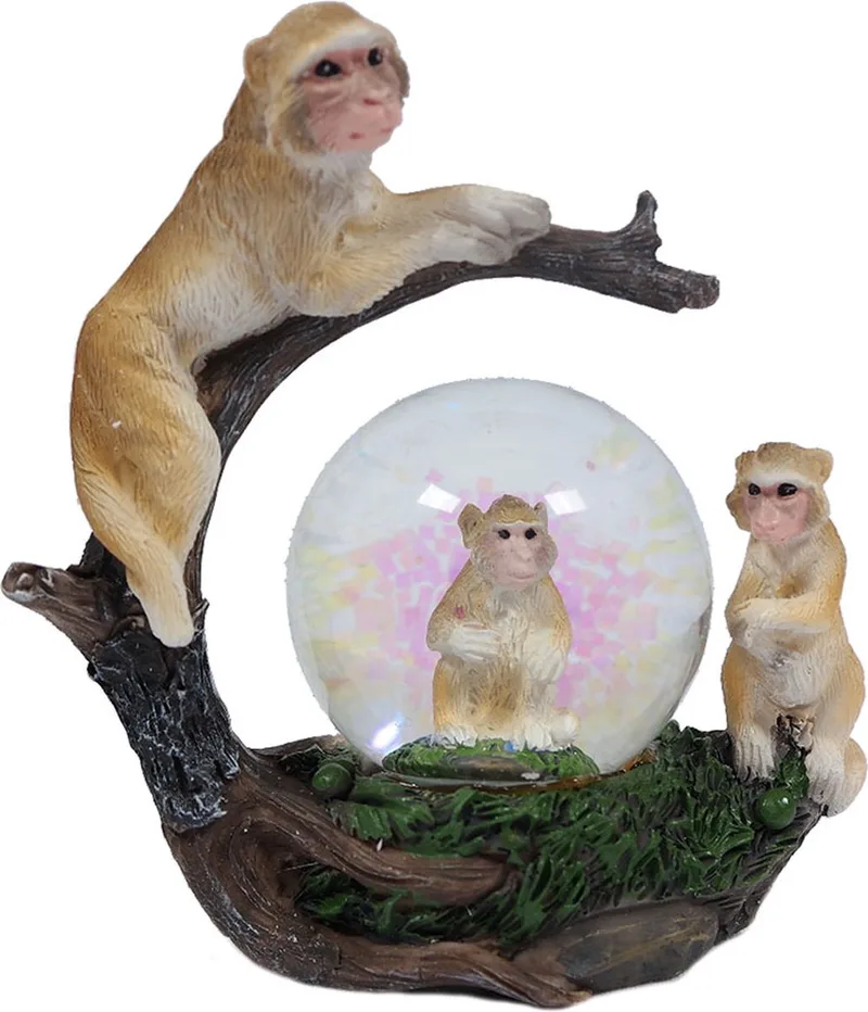 Berberaap waterbal - 45 mm - Snowglobe van Pia Soft Toys in Beige – productfoto