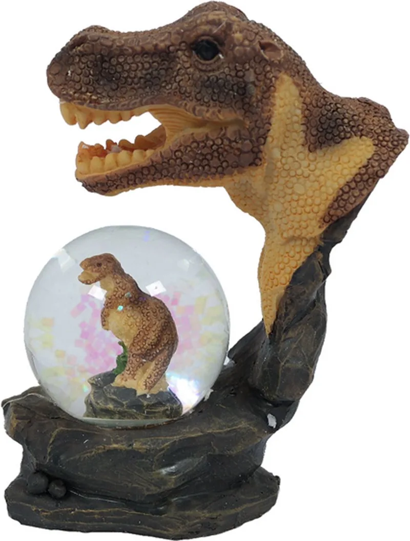 Dino T-rex waterbal 45 mm Snowglobe van Pia Soft Toys in Bruin – productfoto