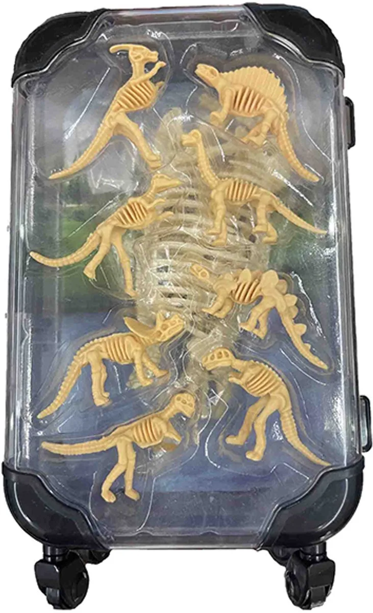 Dinosaurus skelet Kofferspeelset (Groot) 13 cm x 7 cm x 22,5 cm by Pia Soft Toys in Brown – product photo