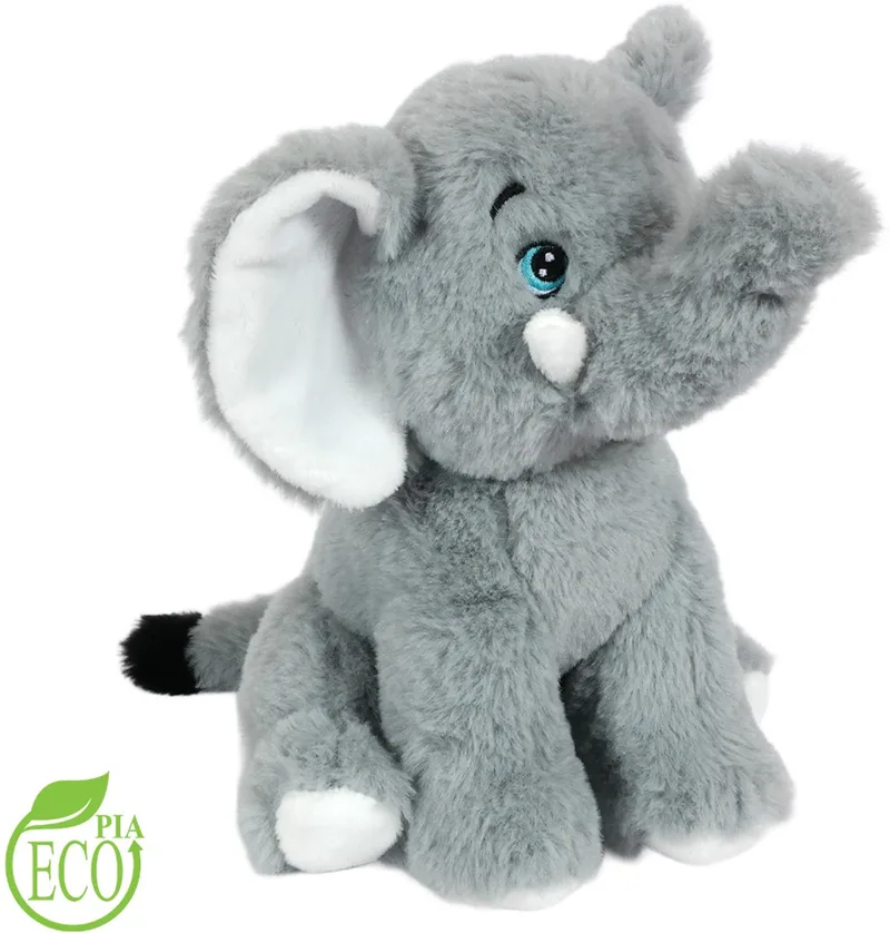 Eco Knuffel Olifant - zittend - Geborduurde Ogen - 21 cm van Pia Soft Toys in Olifant zittend – productfoto