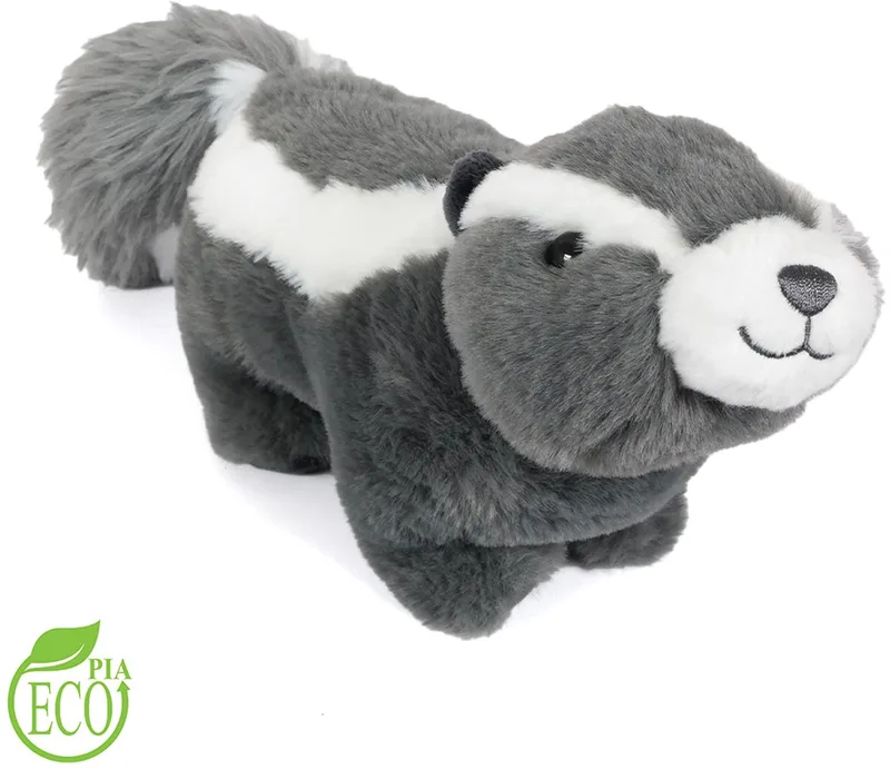 Eco Knuffel Stinkdier - zittend - Geborduurde Ogen - 24 cm van Pia Soft Toys in Zwart – productfoto
