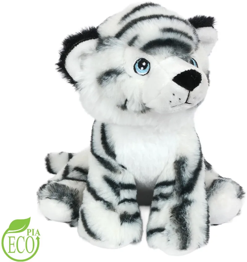 Eco Knuffel Tijger - wit - zittend 20 cm by Pia Soft Toys in Tijger wit zittend – product photo