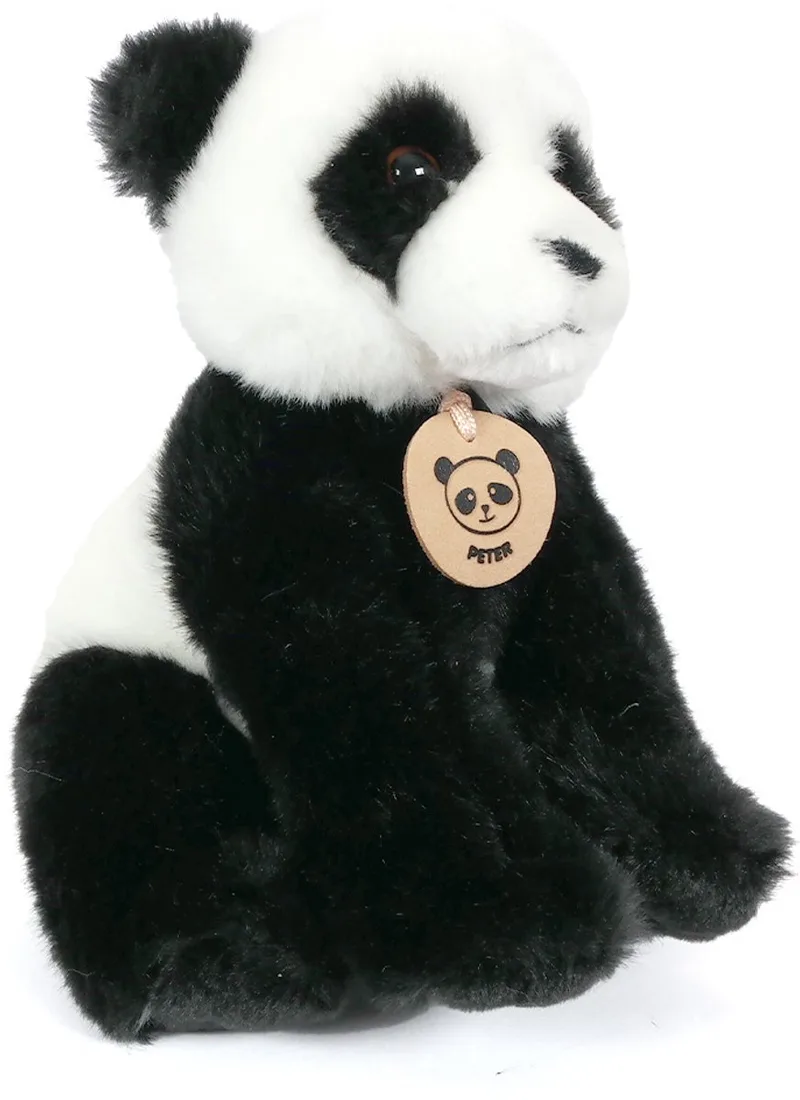 Knuffel pluche panda (peter) 20cm van Pia Soft Toys in Zwart, Wit – productfoto