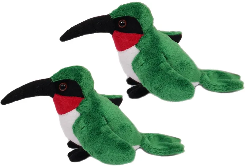 Knuffeldier Kolibri vogel - 2x - zachte pluche stof - kwaliteit knuffels - 13 cm - Tropische vogels van Pia Soft Toys in Groen – productfoto