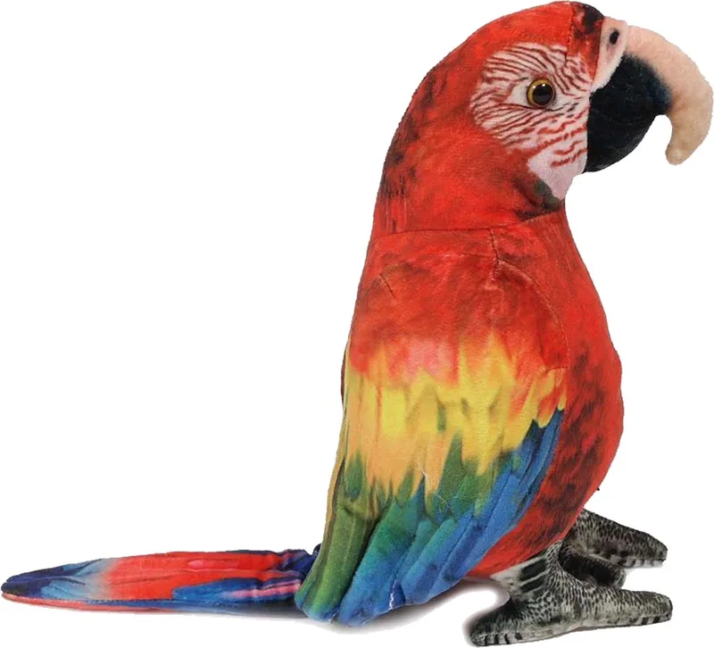 Knuffeldier Papegaai - zachte pluche stof - premium kwaliteit knuffels - rood/geel - 20 cm - Papegaaien från Pia Soft Toys i Röd – produktbild