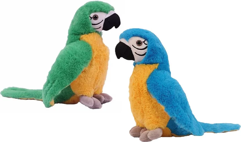 Knuffeldier Papegaaien - set 2x - zachte pluche stof - knuffels - groen/blauw - 24 cm by Pia Soft Toys in Green – product photo