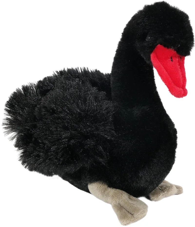 Knuffeldier Zwaan - zachte pluche stof - premium kwaliteit knuffels - Vogels - 18 cm - Zwanen van Pia Soft Toys in Zwart – productfoto
