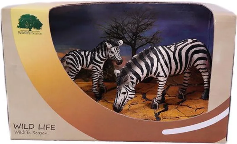 Moeder Zebra en veulen in Showbox - PVC - Wildlife - 12cm de Pia Soft Toys en Blanc – photo produit