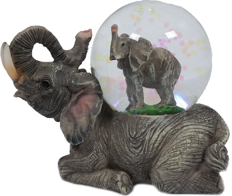 Olifant liggend waterbal - 45 mm - Snowglobe by Pia Soft Toys in Grey – product photo