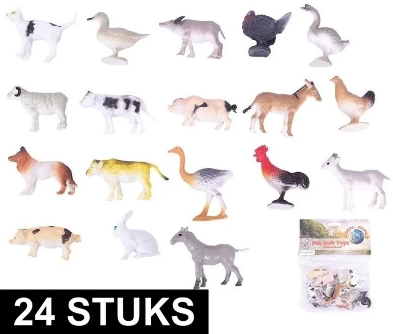 Pia Boerderij diertjes/dieren - 24x stuks - 2-6 cm by Pia Soft Toys in Multicolour – product photo