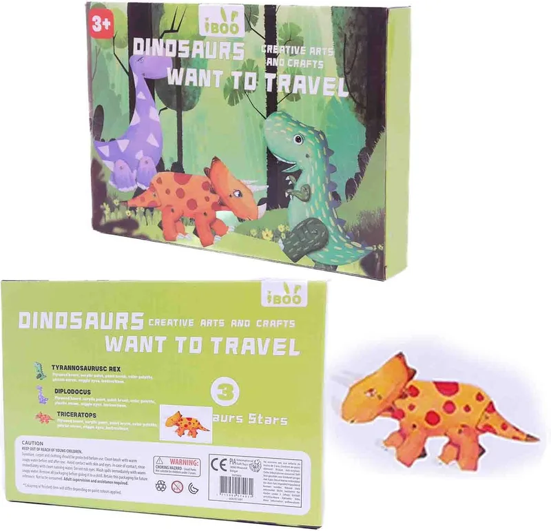 PIA Soft Toys - 3D Dinosaur DIY kit bruin - Triceratops - 23 x 16 x 3 cm by Pia Soft Toys in Multicolour – product photo