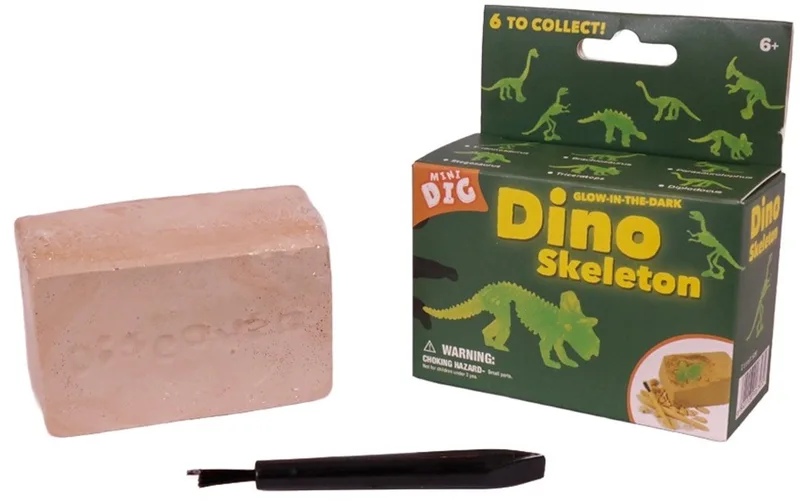 PIA Soft Toys-Opgravingsset mini gloeiende dinosaurus 5,5 cm x 8 cm x 3,5 cm van Pia Soft Toys in Glow-in-The-Dark – productfoto