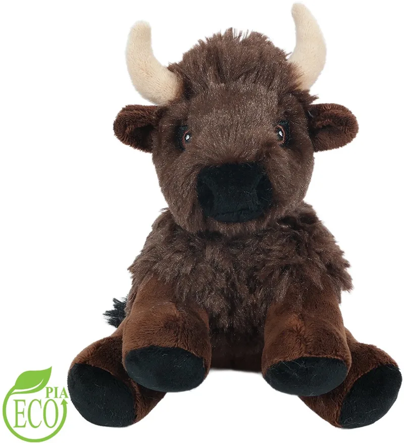 PIA Soft Toys-Pluche Knuffeldier Bizon ECO 17 cm: 100% Ecologisch, 100% Lief by Pia Soft Toys in Brown – product photo