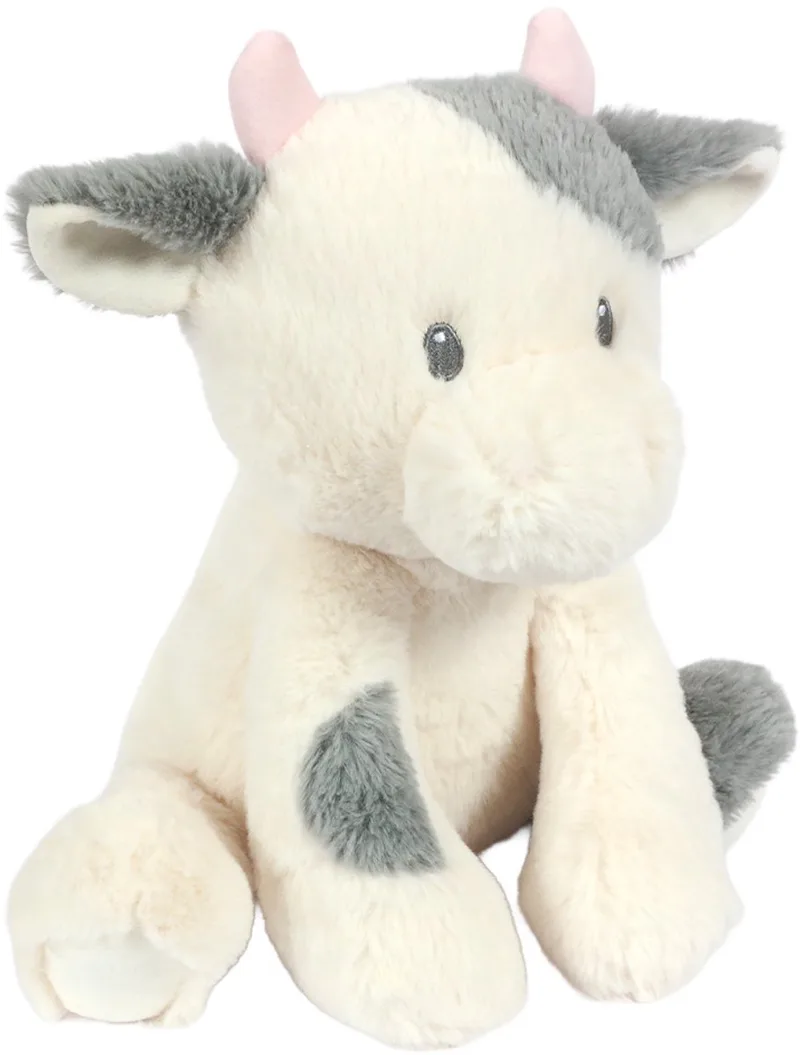 PIA Soft Toys-Pluche Knuffeldier - Koe zittend 28 cm van Pia Soft Toys in Wit, Grijs – productfoto