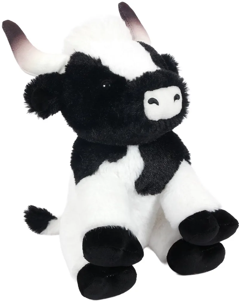 PIA Soft Toys-Pluche Knuffeldier - Koe zwart zittend 25 cm de Pia Soft Toys en Noir, Blanc – photo produit