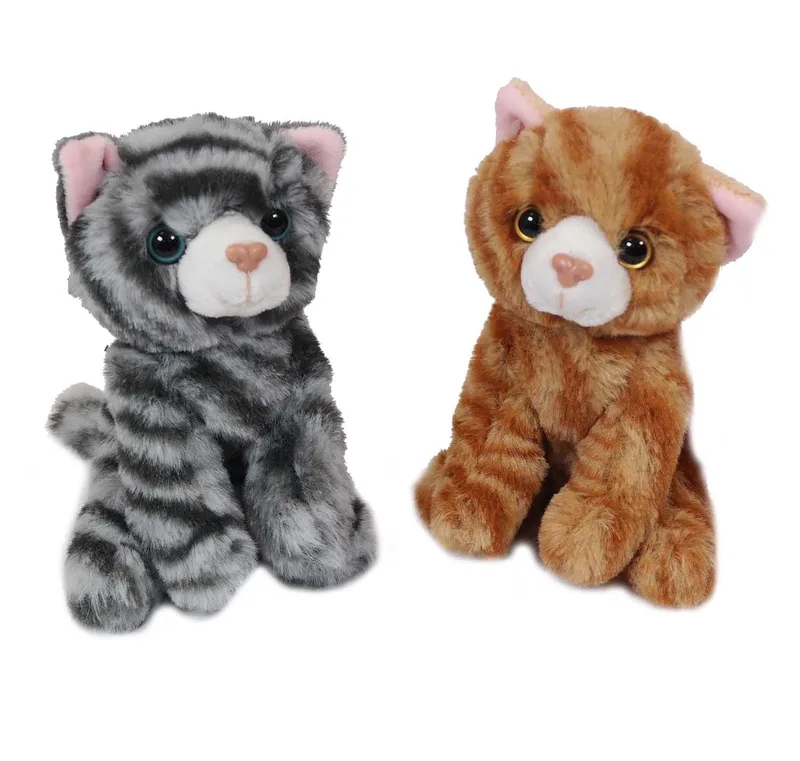 PIA Soft Toys-Set van 2 Kat Knuffels 2 ass. 14 cm (grijs en by Pia Soft Toys in Brown – product photo