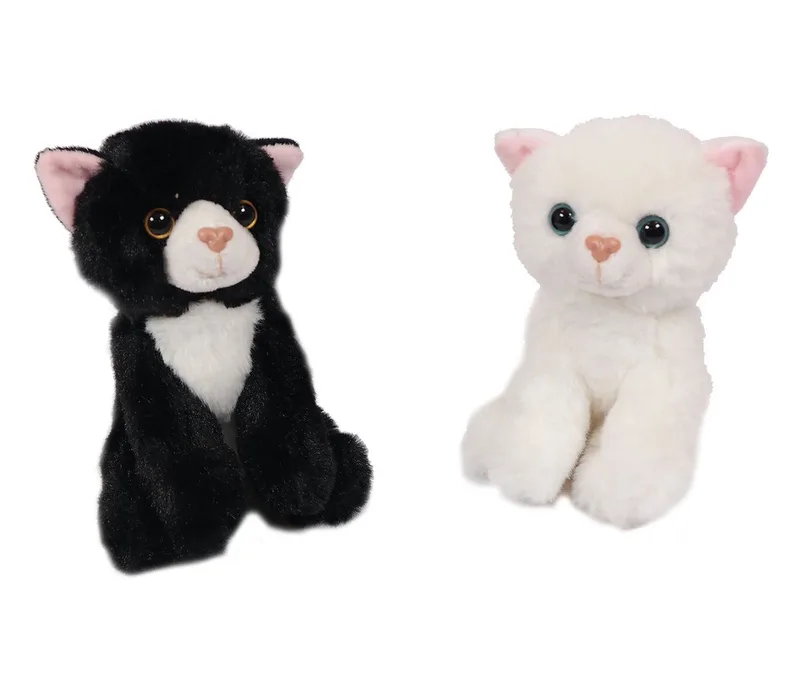 PIA Soft Toys-Set van 2 Pluche Kat Knuffels 2 ass. 14 cm en wit från Pia Soft Toys i Svart – produktbild