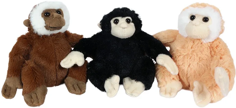 PIA Soft Toys-Set van 3 Pluche Gibbon Knuffels 3 ass. 15 cm by Pia Soft Toys in Brown – product photo