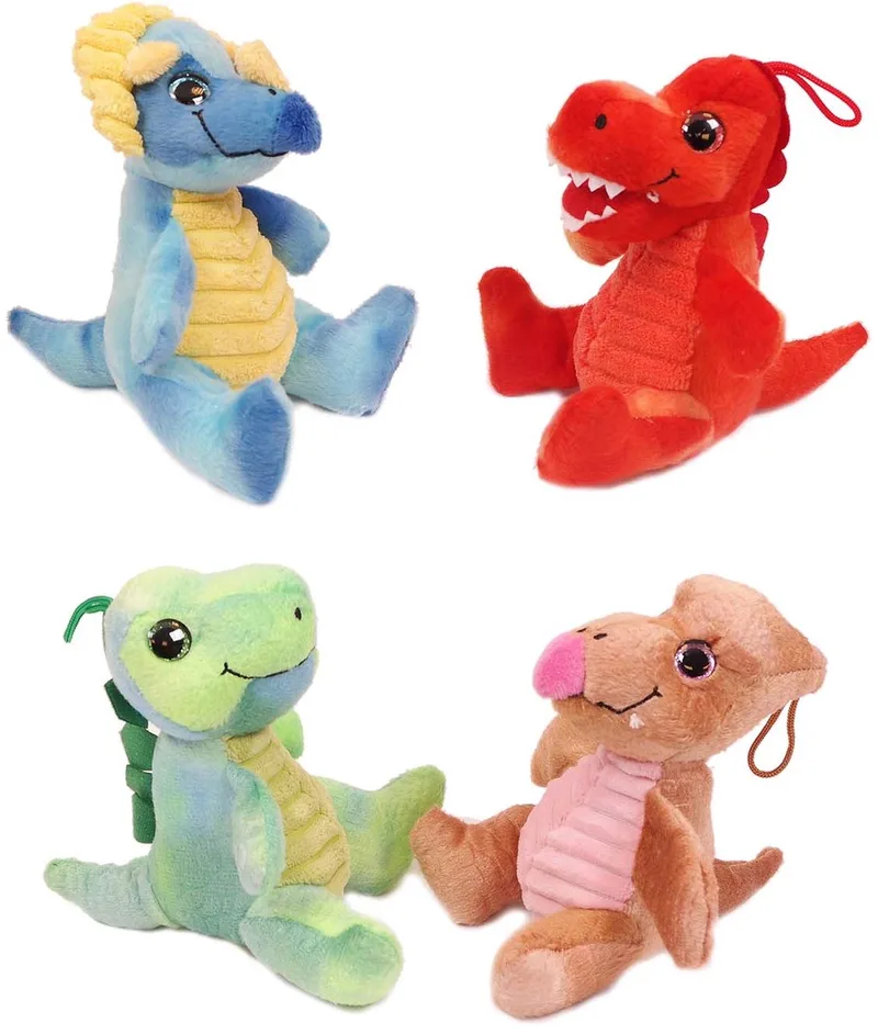 PIA Soft Toys-Set van 4 Pluche Dinosaurus Knuffels 4 ass. 14 cm från Pia Soft Toys i Blå – produktbild