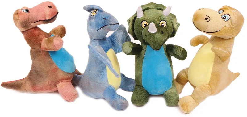 PIA Soft Toys-Set van 4 Pluche Dinosaurus Knuffels 4 ass. 22 cm från Pia Soft Toys i Beige – produktbild