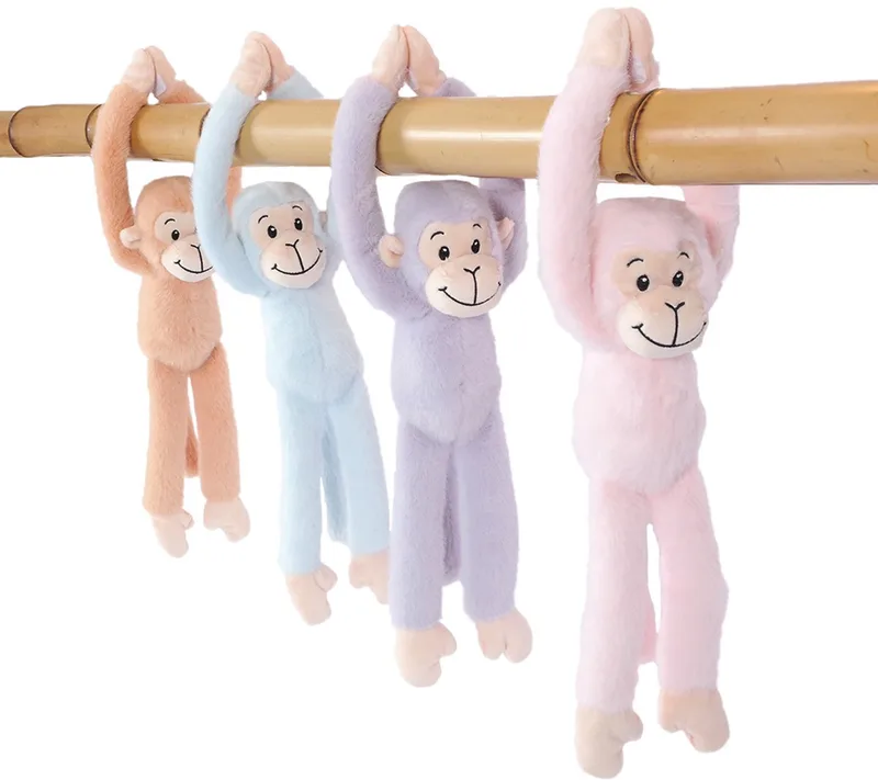 PIA Soft Toys-Set van 4 Pluche Hangaap Knuffels 4 ass. 30 cm från Pia Soft Toys i Rosa – produktbild