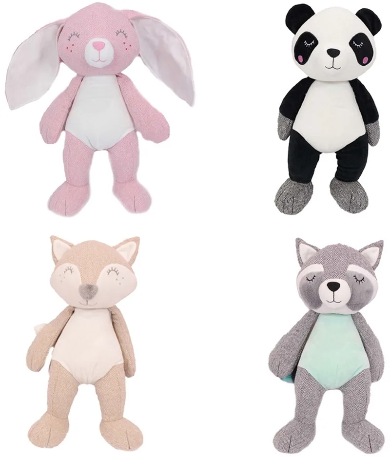 PIA Soft Toys-Set van 4 Pluche Knuffels (konijn/panda/wasbeer/vos) 38 cm från Pia Soft Toys i Svart – produktbild
