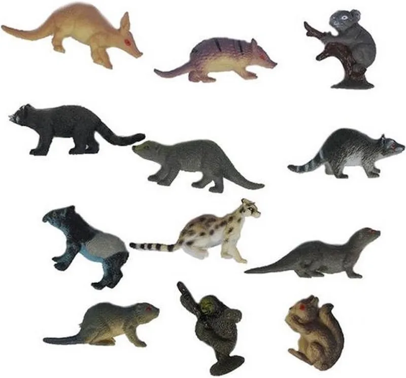 PIA Soft Toys-Speelfiguren - PVC - Bosdieren in doos 12 ass. 4-8 cm från Pia Soft Toys i Flerfärgad – produktbild