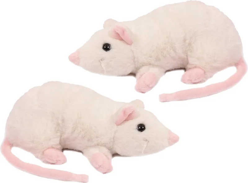 Pia Toys Knuffeldier Muizen - 2x - zachte pluche stof - premium kwaliteit knuffels - 18 cm by Pia Soft Toys in White – product photo